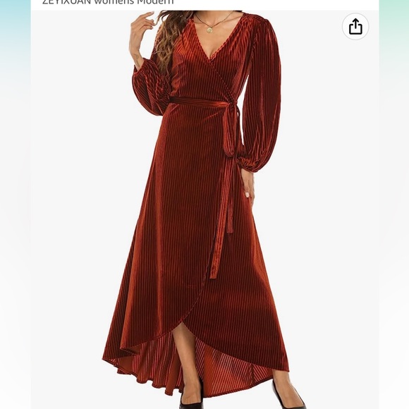 Dresses & Skirts - NWT Burnt Orange Ribbed Wrap Dress Long Sleeves Small